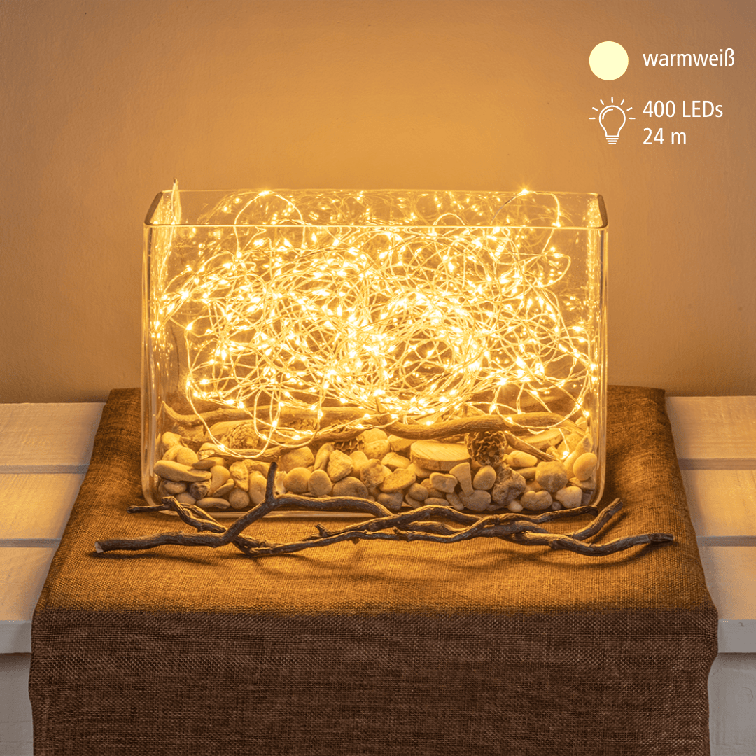 Micro LED Lichterkette 400 warmweiß LED 20m - WeihnachtsladenLotti
