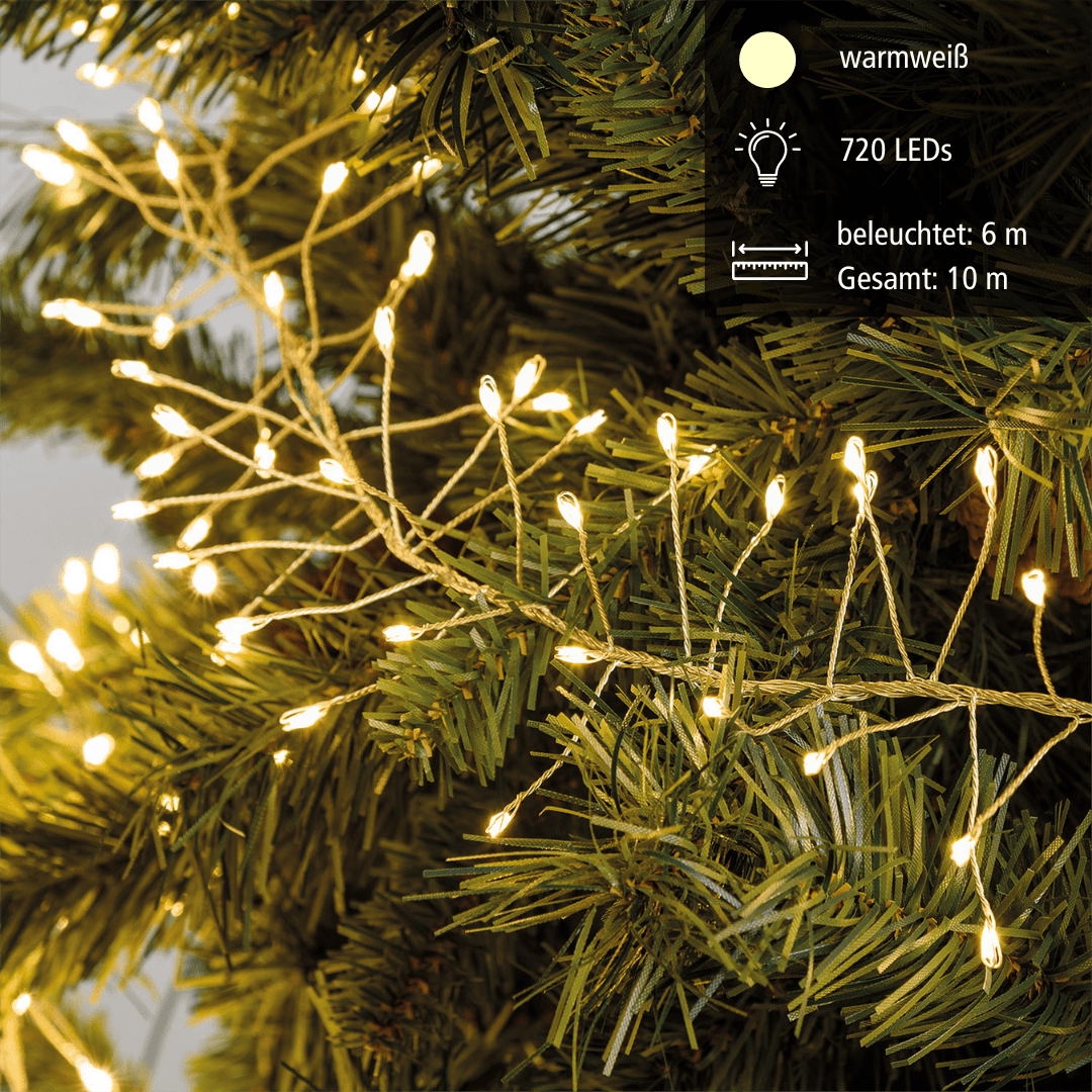 Micro LED - Lichterkette 'Cluster' 720 flg. ww - WeihnachtsladenLotti