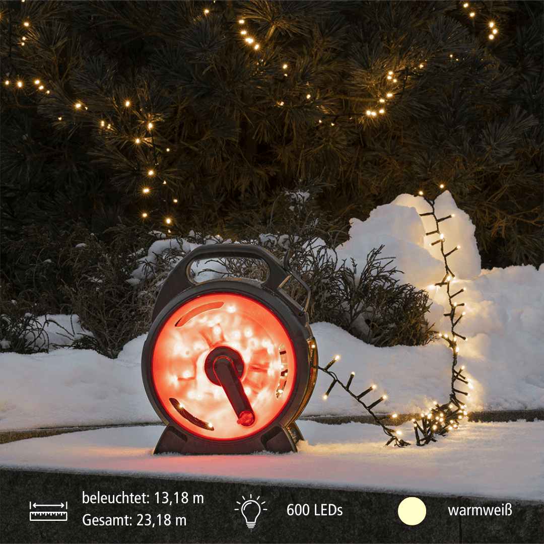 Micro LED Lichterkette 'Cluster' m. Kabelaufroller 600 ww LED - WeihnachtsladenKonstsmide