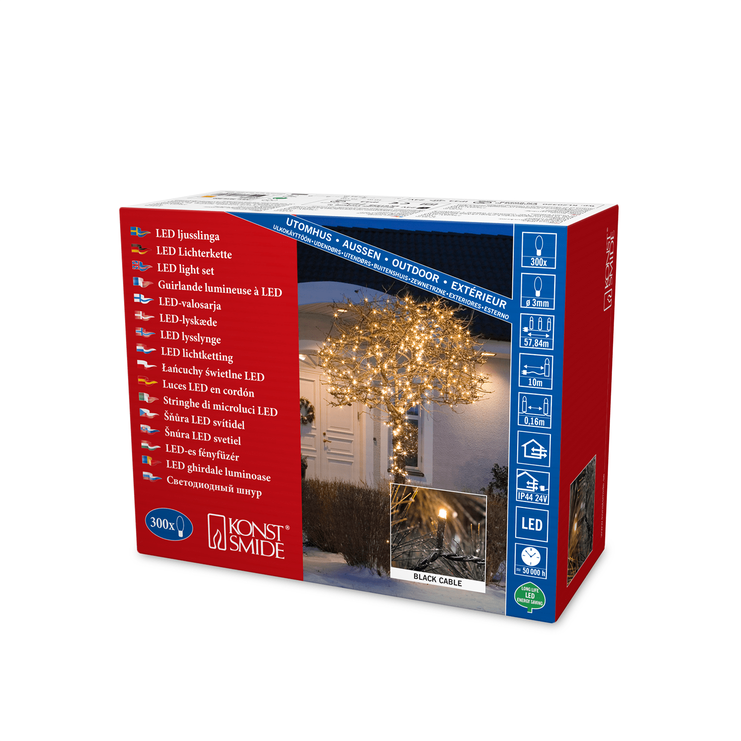 Micro LED Lichterkette mit 300 bernsteinfarbenen LEDs - WeihnachtsladenKonstsmide