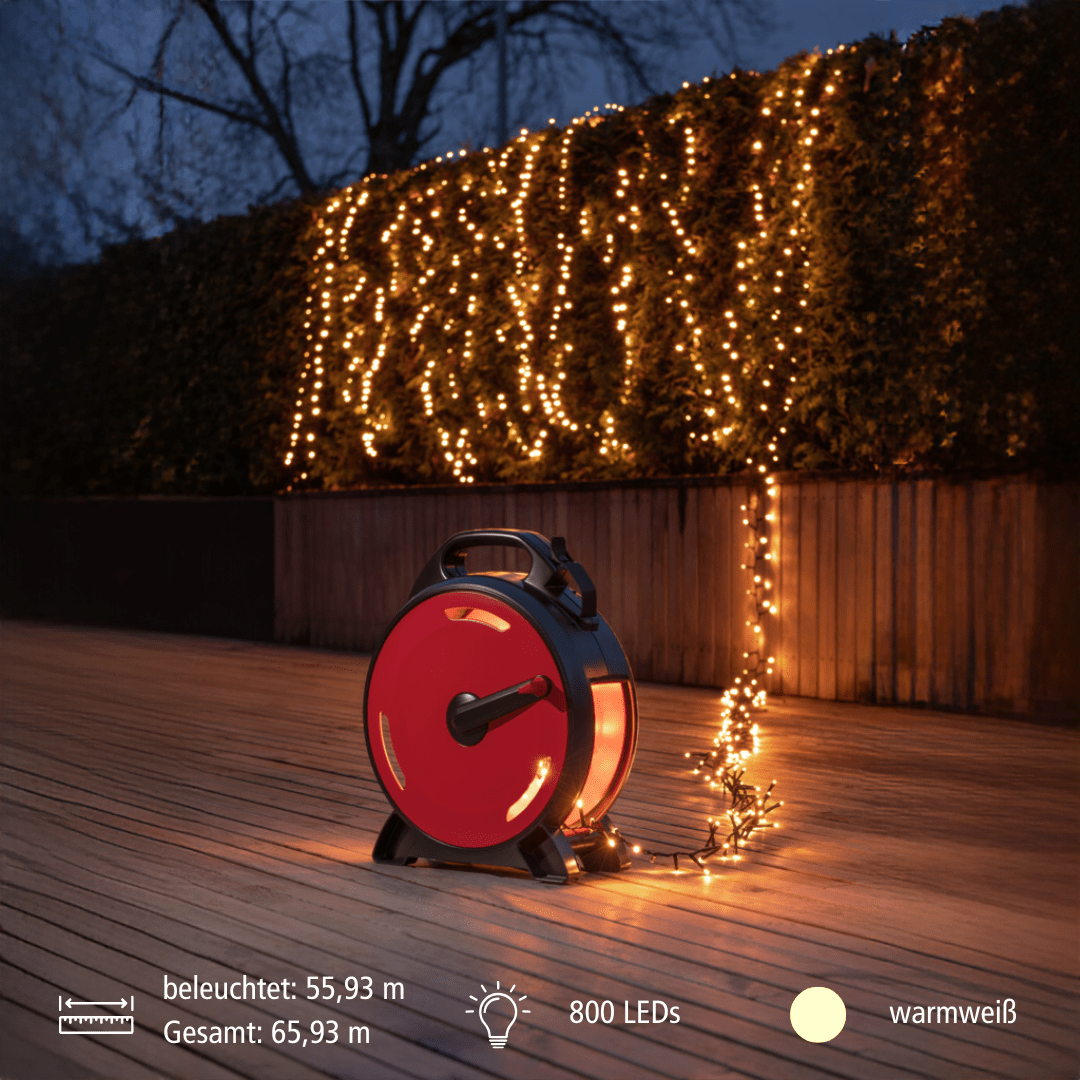 Micro LED Lichterkette mit Kabelaufroller 800 ww LED - WeihnachtsladenKonstsmide