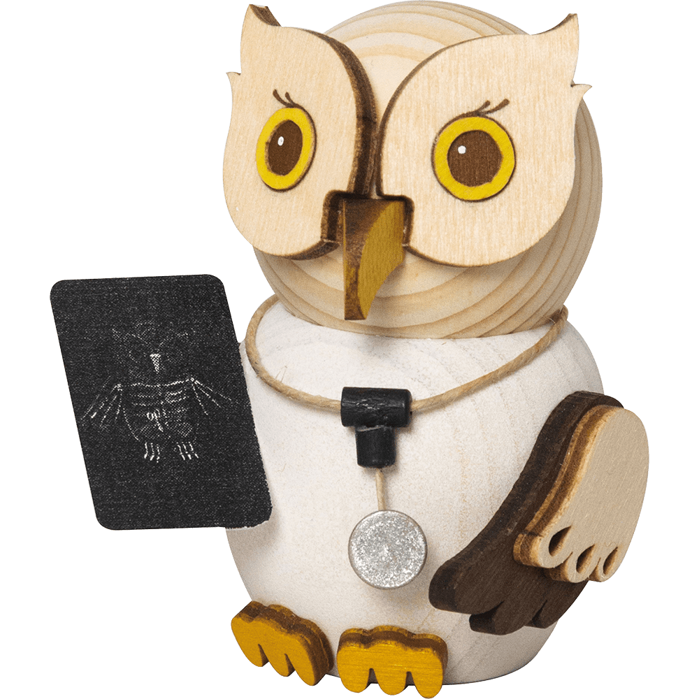 Mini - Eule als Mediziner - WeihnachtsladenDrechslerei Kuhnert