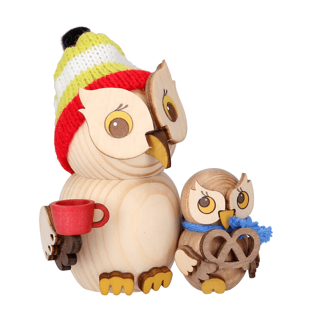 Mini - Eule als Weihnachtsmarktbsucherin - WeihnachtsladenDrechslerei Kuhnert