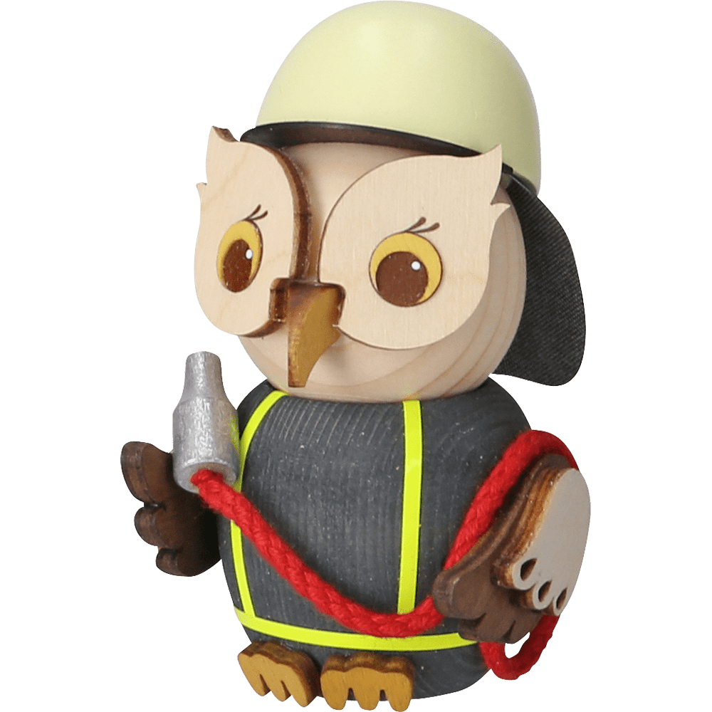 Mini - Eule der Feuerwehrmann - WeihnachtsladenDrechslerei Kuhnert