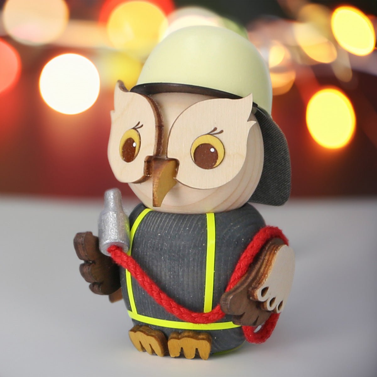 Mini Eule Feuerwehr - WeihnachtsladenDrechslerei Kuhnert