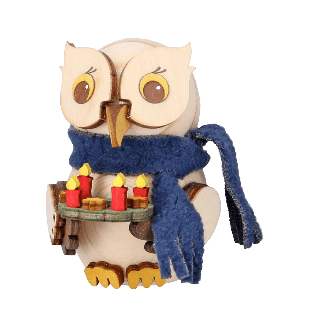 Mini - Eule mit Adventskranz - WeihnachtsladenDrechslerei Kuhnert