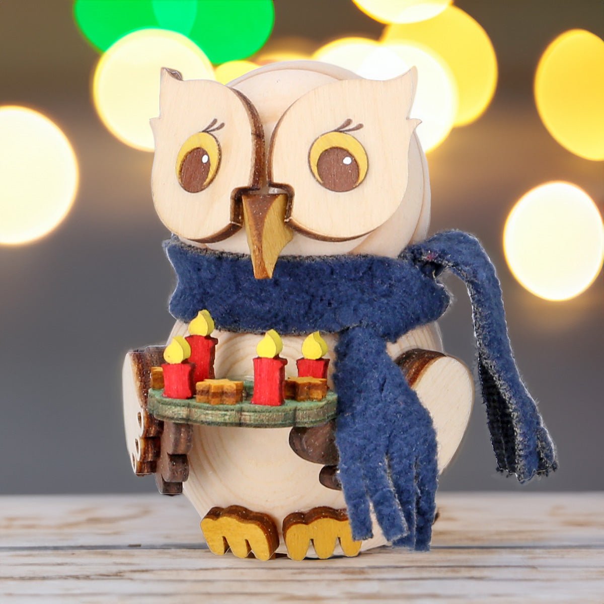Mini Eule mit Adventskranz - WeihnachtsladenDrechslerei Kuhnert