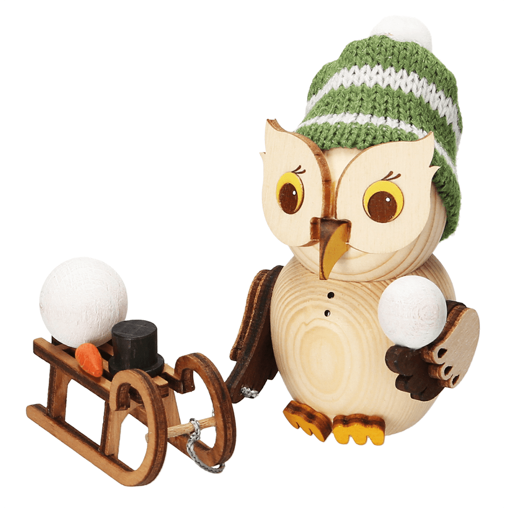 Mini - Eule mit Schlitten - WeihnachtsladenDrechslerei Kuhnert