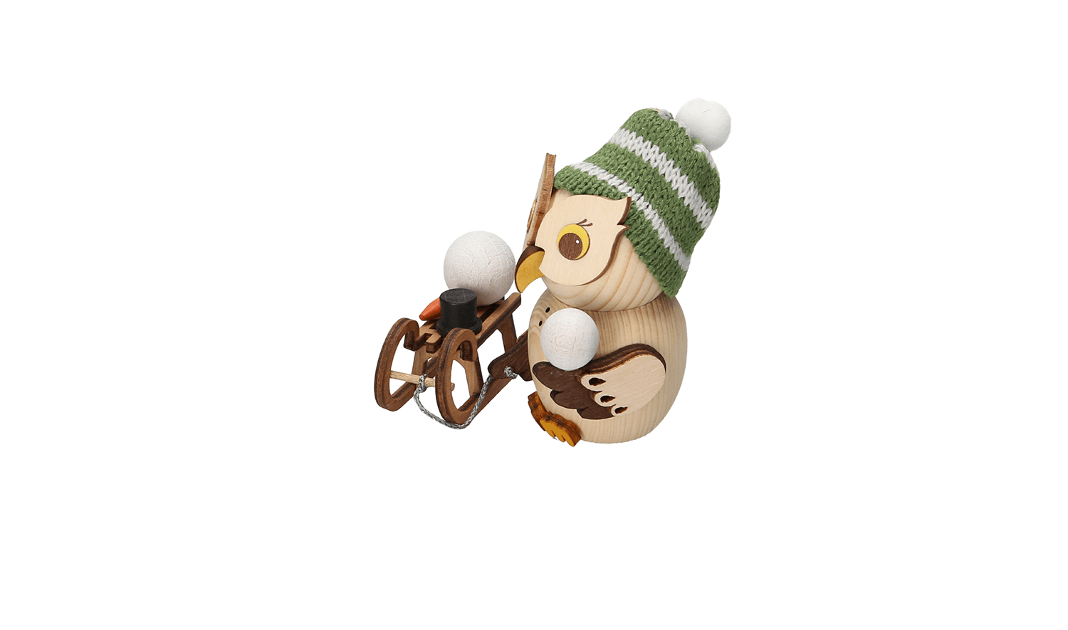 Mini - Eule mit Schlitten - WeihnachtsladenDrechslerei Kuhnert