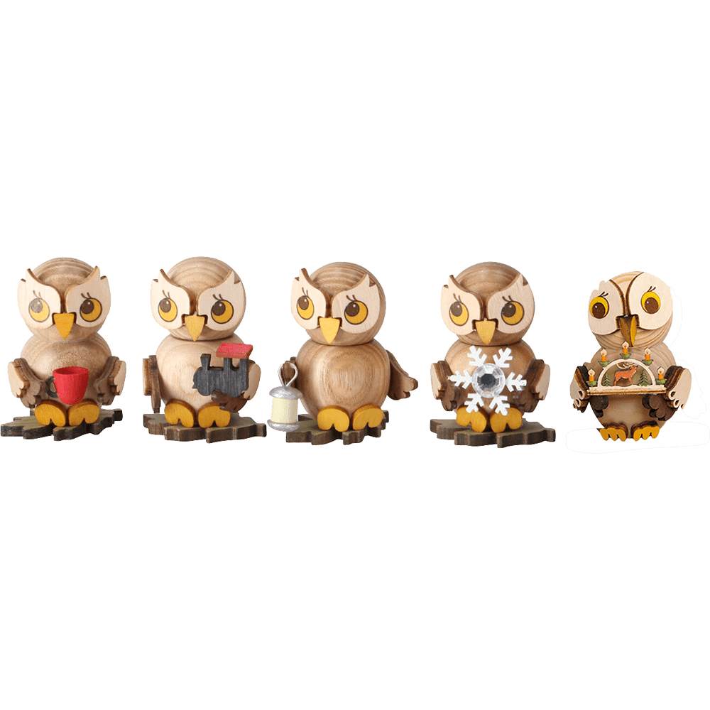 Mini - Eulen - Kinder Holzfiguren - WeihnachtsladenDrechslerei Kuhnert