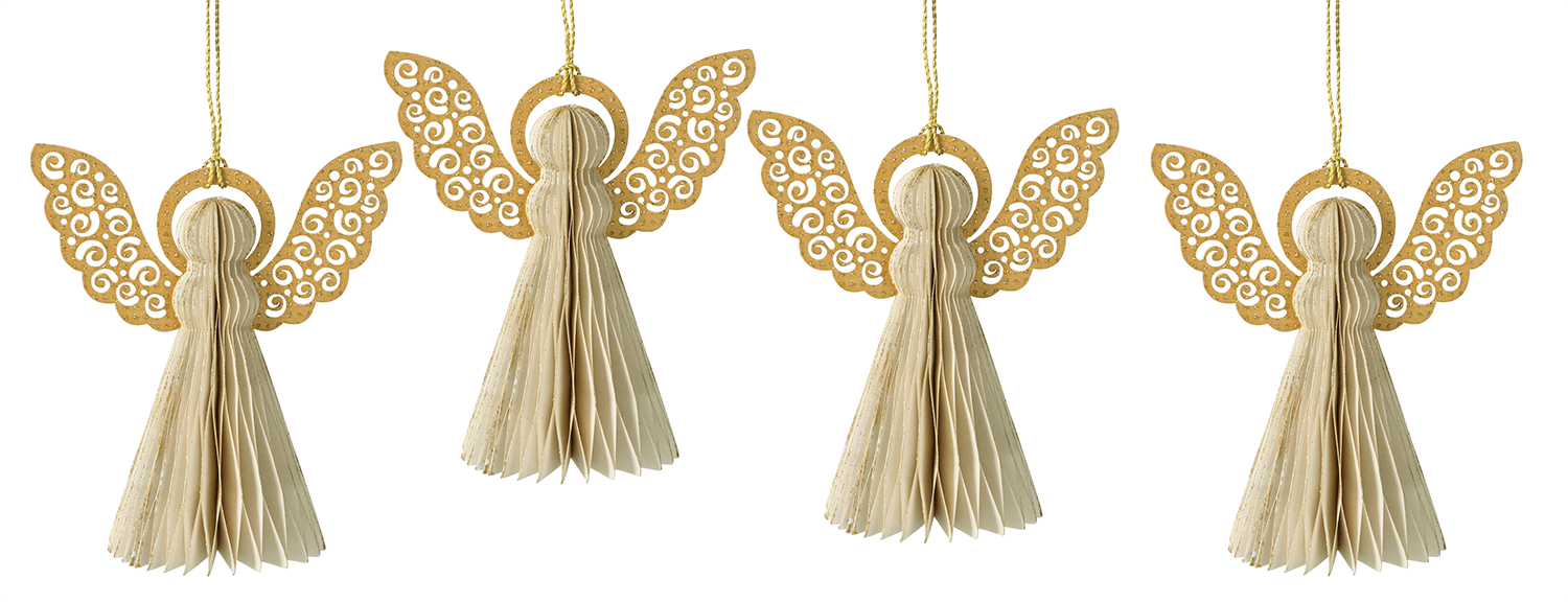 Papier - Engel cremefarben 4er - Set - WeihnachtsladenSöllner Floristik