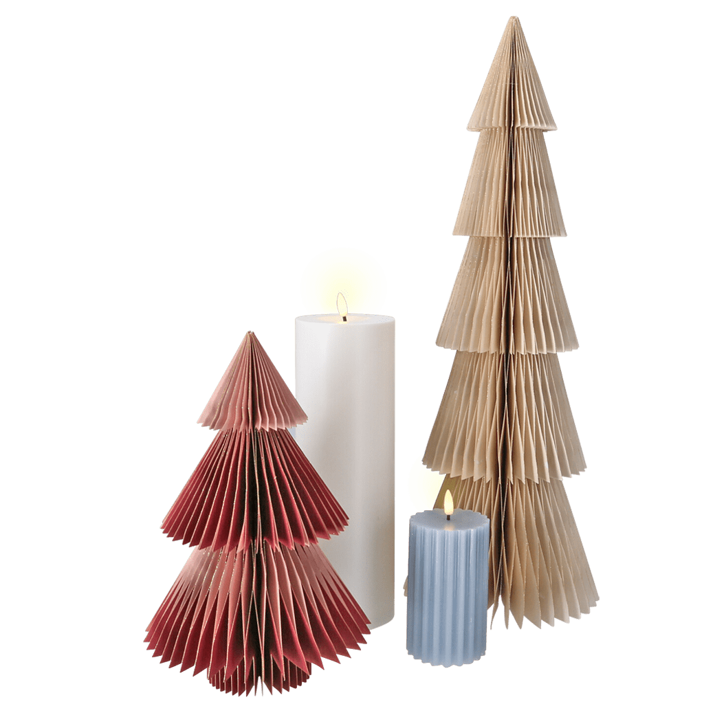 Papierbaum bordeaux und altrosa 30cm - WeihnachtsladenSöllner Floristik