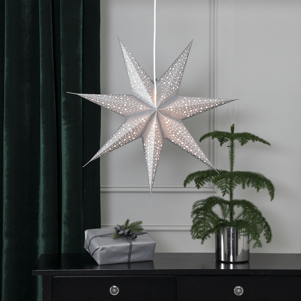 Papierstern 'Blinka' 62cm silber - WeihnachtsladenStar Trading