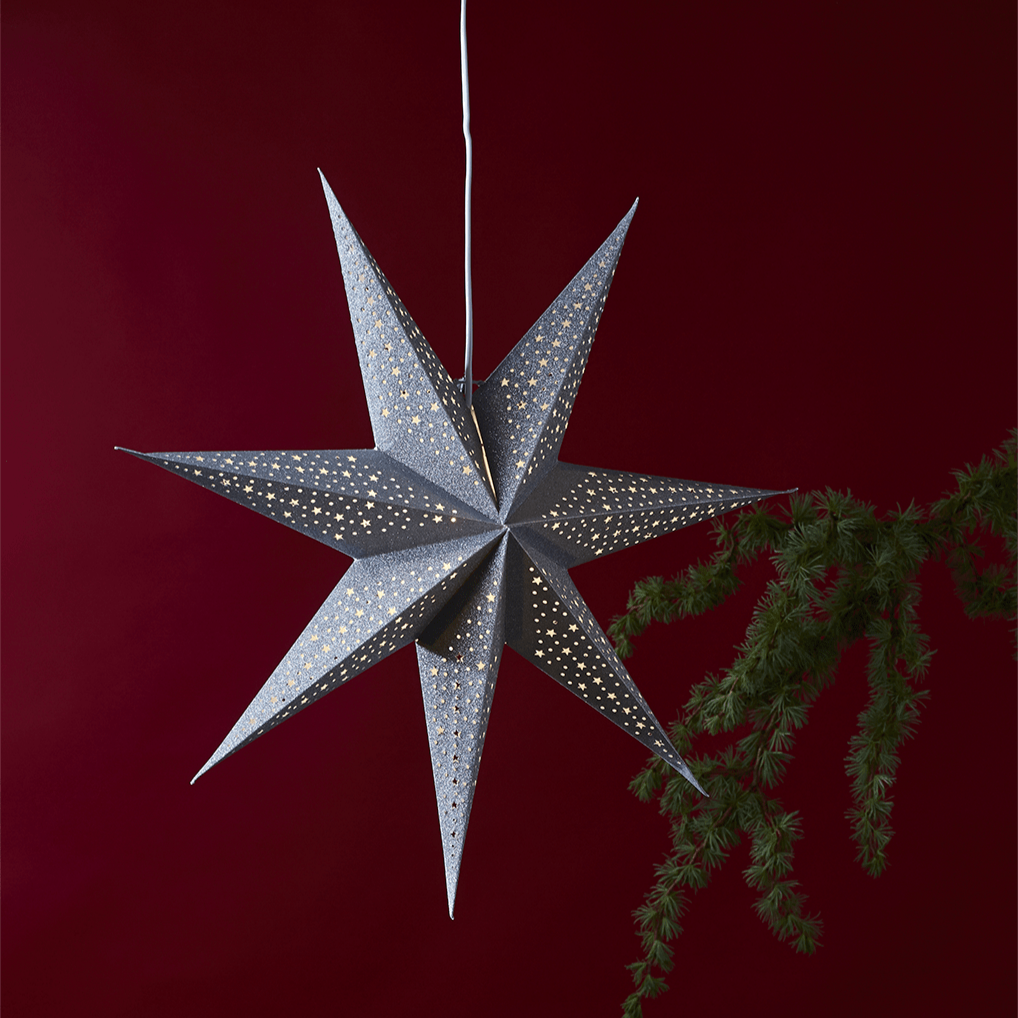 Papierstern 'Blinka' 62cm silber - WeihnachtsladenStar Trading