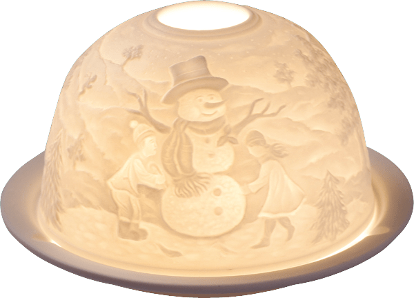 Porzellan - Licht 'Dome - Light' Weihnachtsmann und Schneemann - WeihnachtsladenSAICO