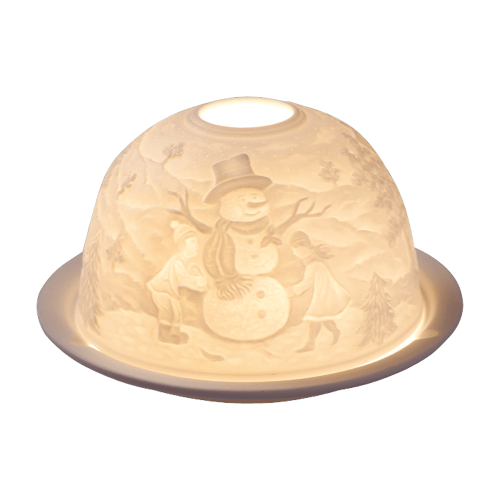 Porzellan - Licht 'Dome - Light' Weihnachtsmann und Schneemann - WeihnachtsladenSAICO