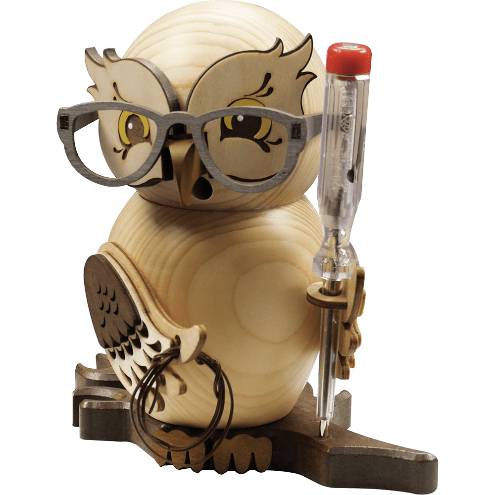 Räucherfigur Eule 'Elektriker' - WeihnachtsladenDrechslerei Kuhnert