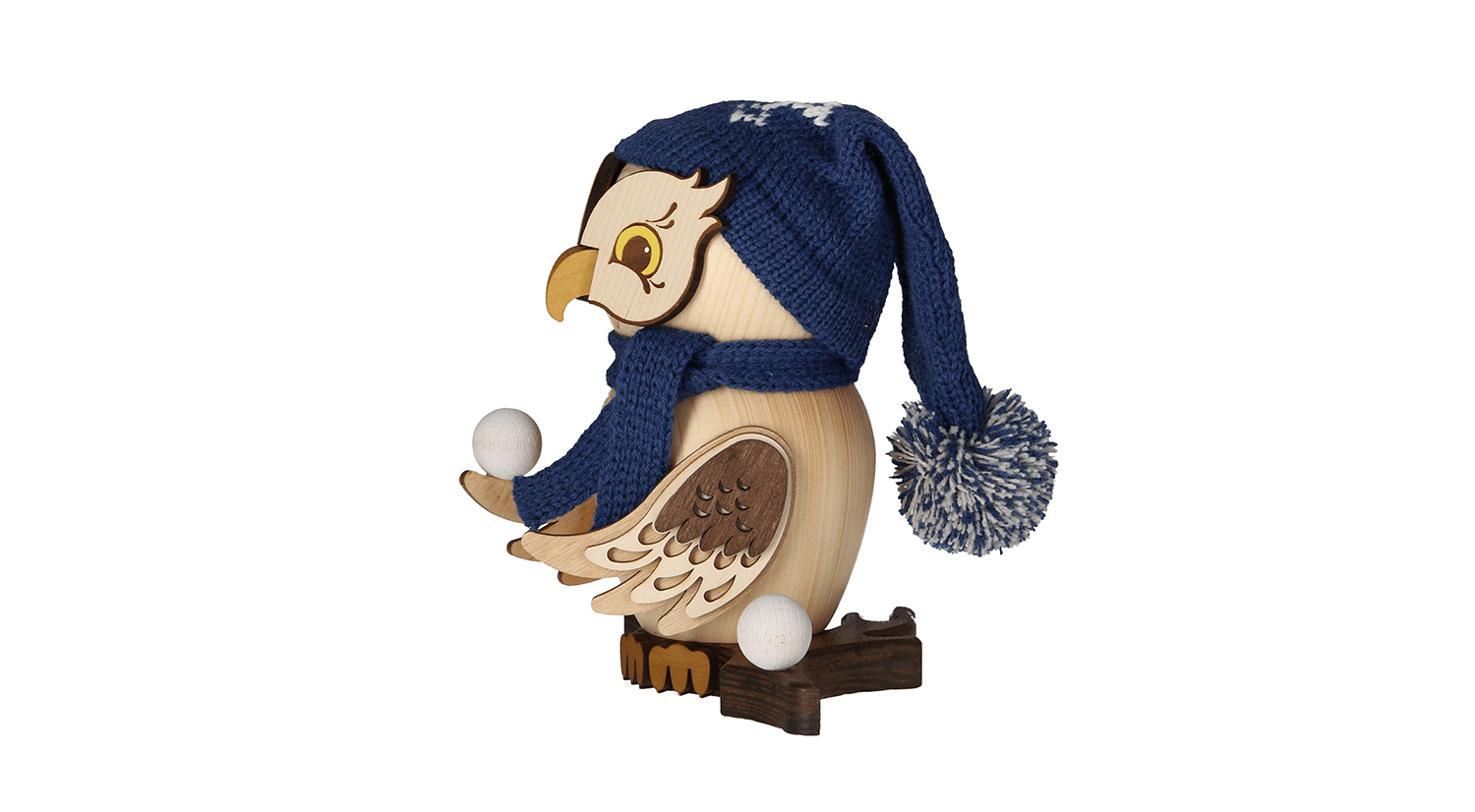 Räucherfigur Eule mit Schlitten - WeihnachtsladenDrechslerei Kuhnert