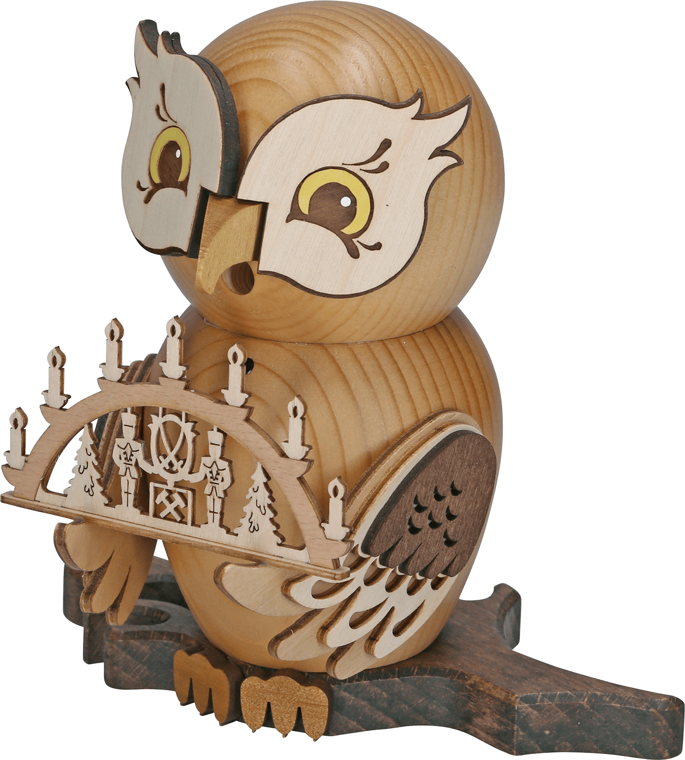 Räucherfigur Eule mit Schwibbogen - WeihnachtsladenDrechslerei Kuhnert