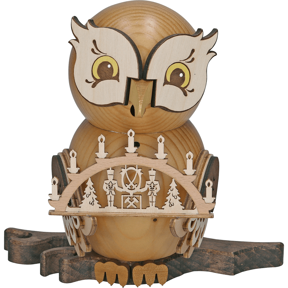 Räucherfigur Eule mit Schwibbogen - WeihnachtsladenDrechslerei Kuhnert