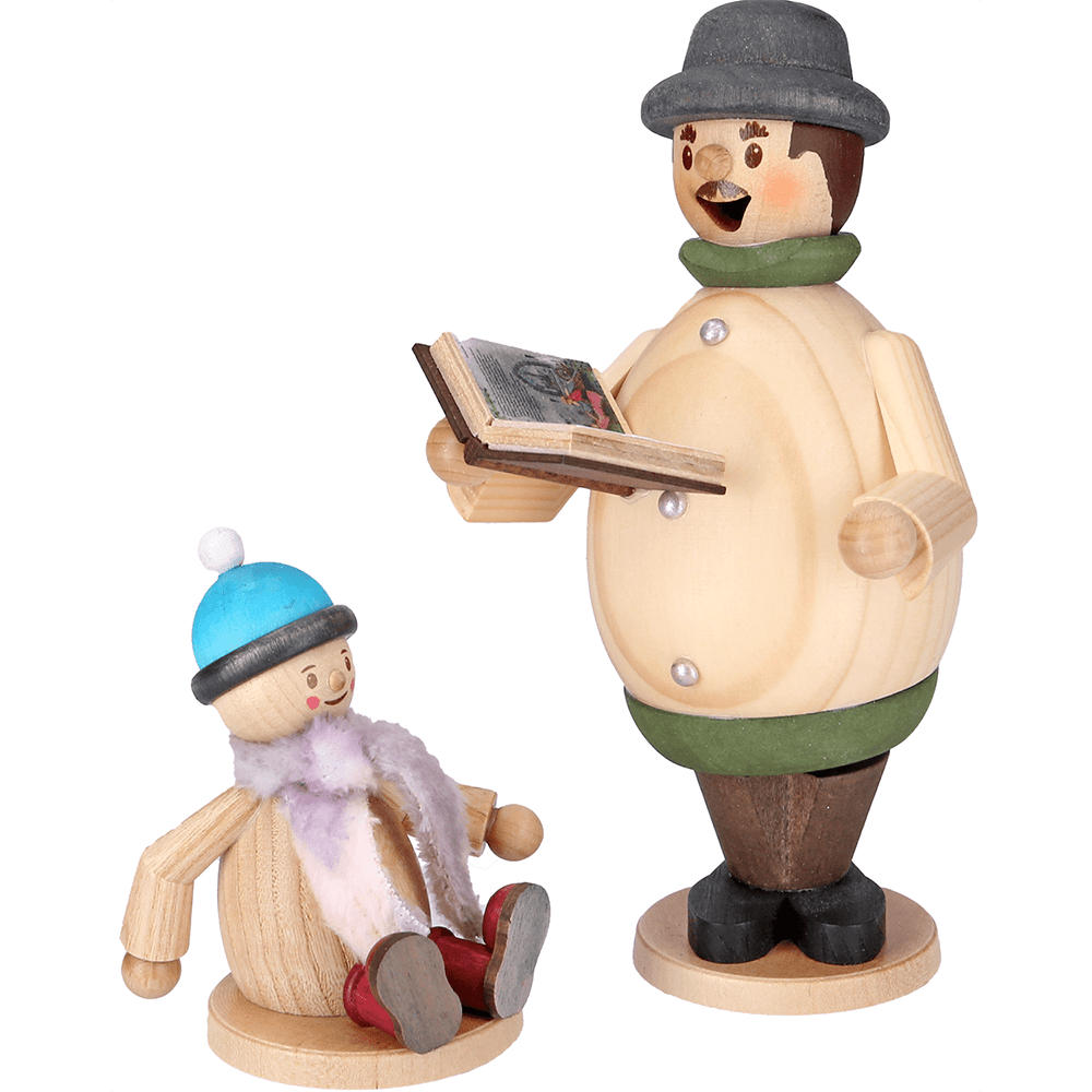 Räuchermännchen Max Vorleser mit Mäxchen - WeihnachtsladenDrechslerei Kuhnert