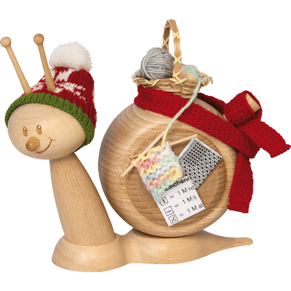 Räucherschnecke Sunny 'Strickzeug' - WeihnachtsladenDrechslerei Kuhnert