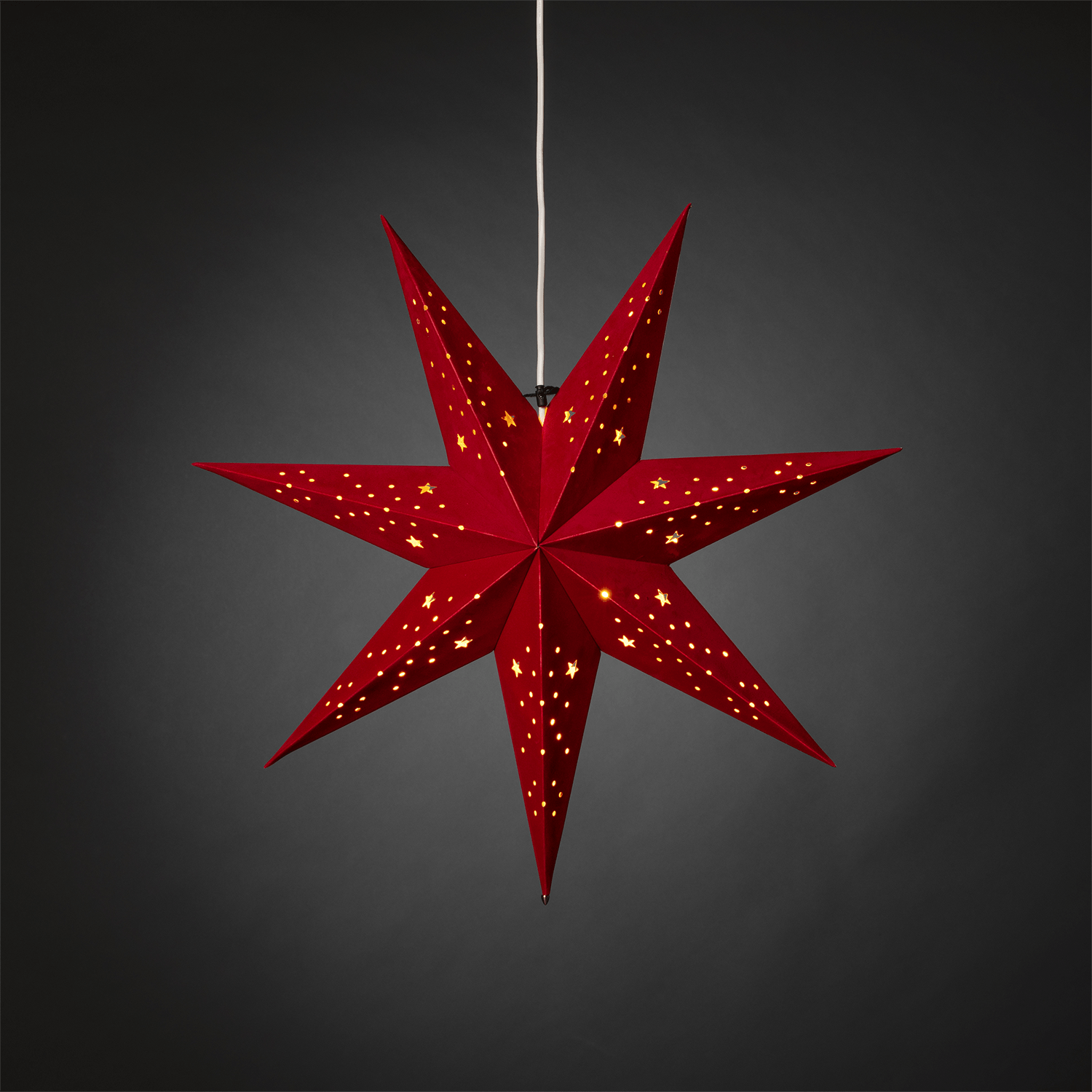 Roter Papierstern mit Samt - WeihnachtsladenKonstsmide