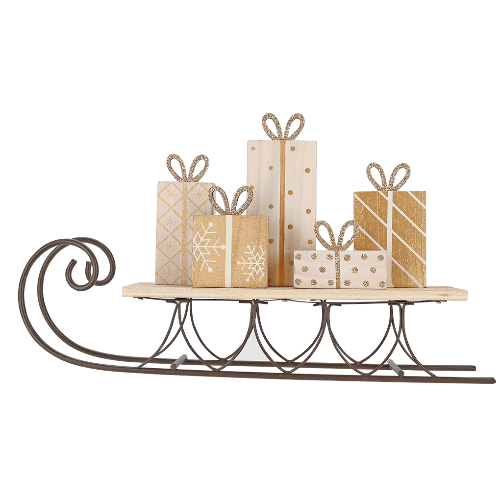 Schlitten weiß - gold - WeihnachtsladenSöllner Floristik