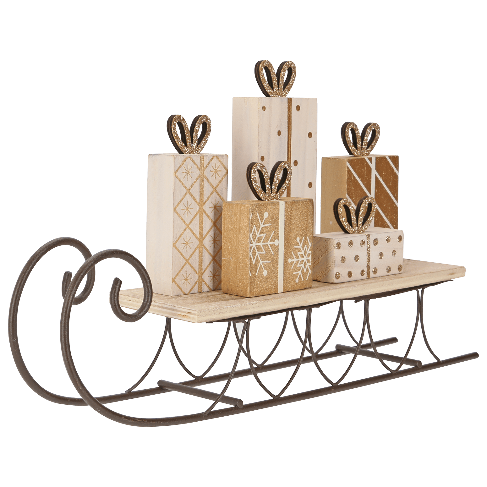 Schlitten weiß - gold - WeihnachtsladenSöllner Floristik