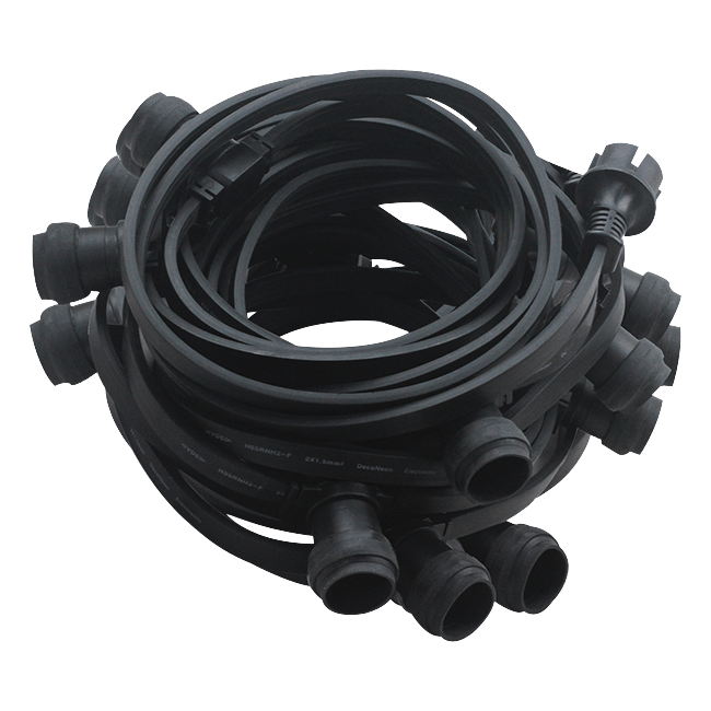 Schwarze Illu - Lichterkette mit 50 Fassungen, 50m verlängerbar - WeihnachtsladenLEDmaxx