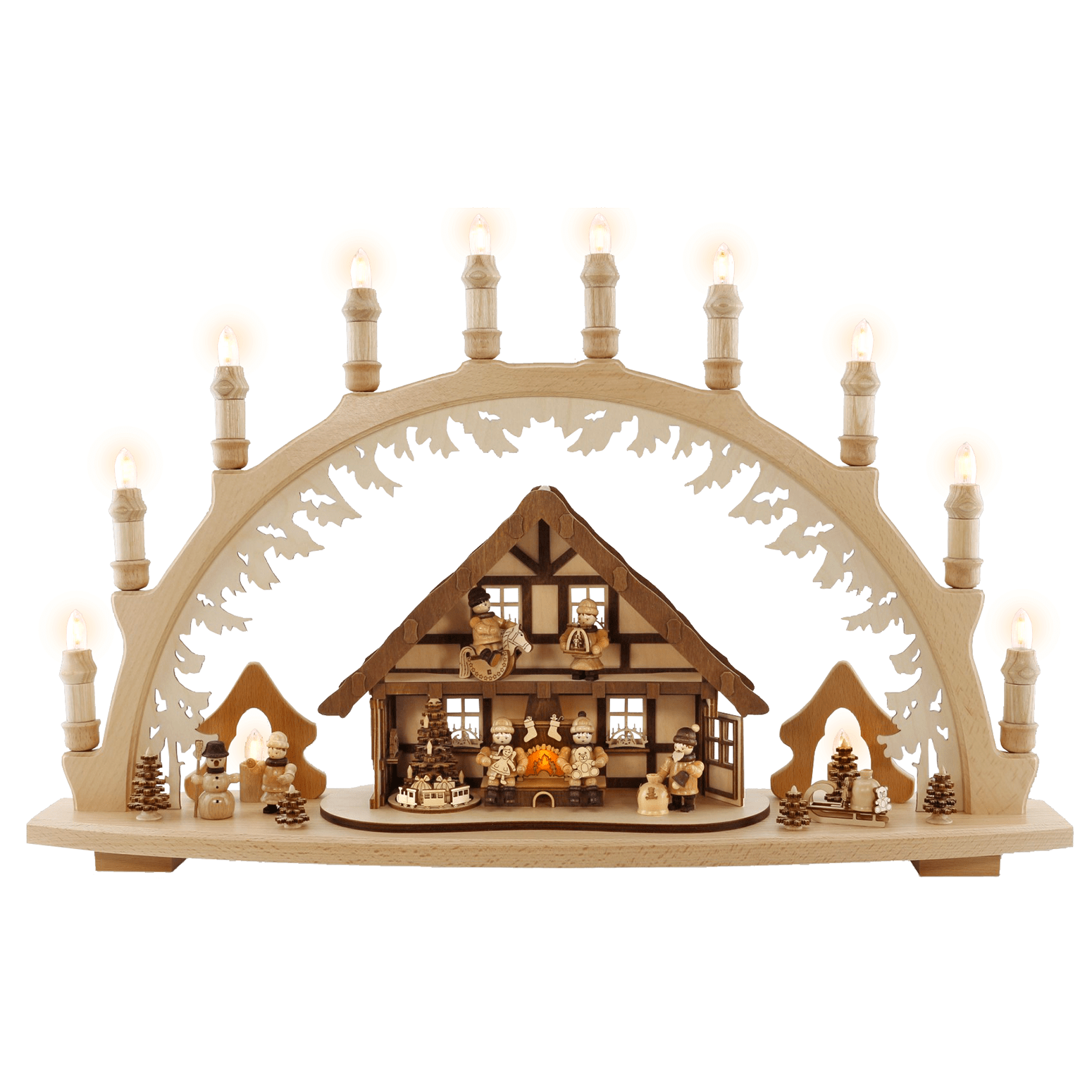 Schwibbogen mit Erzgebirgshausmotiv - WeihnachtsladenLenk & Sohn