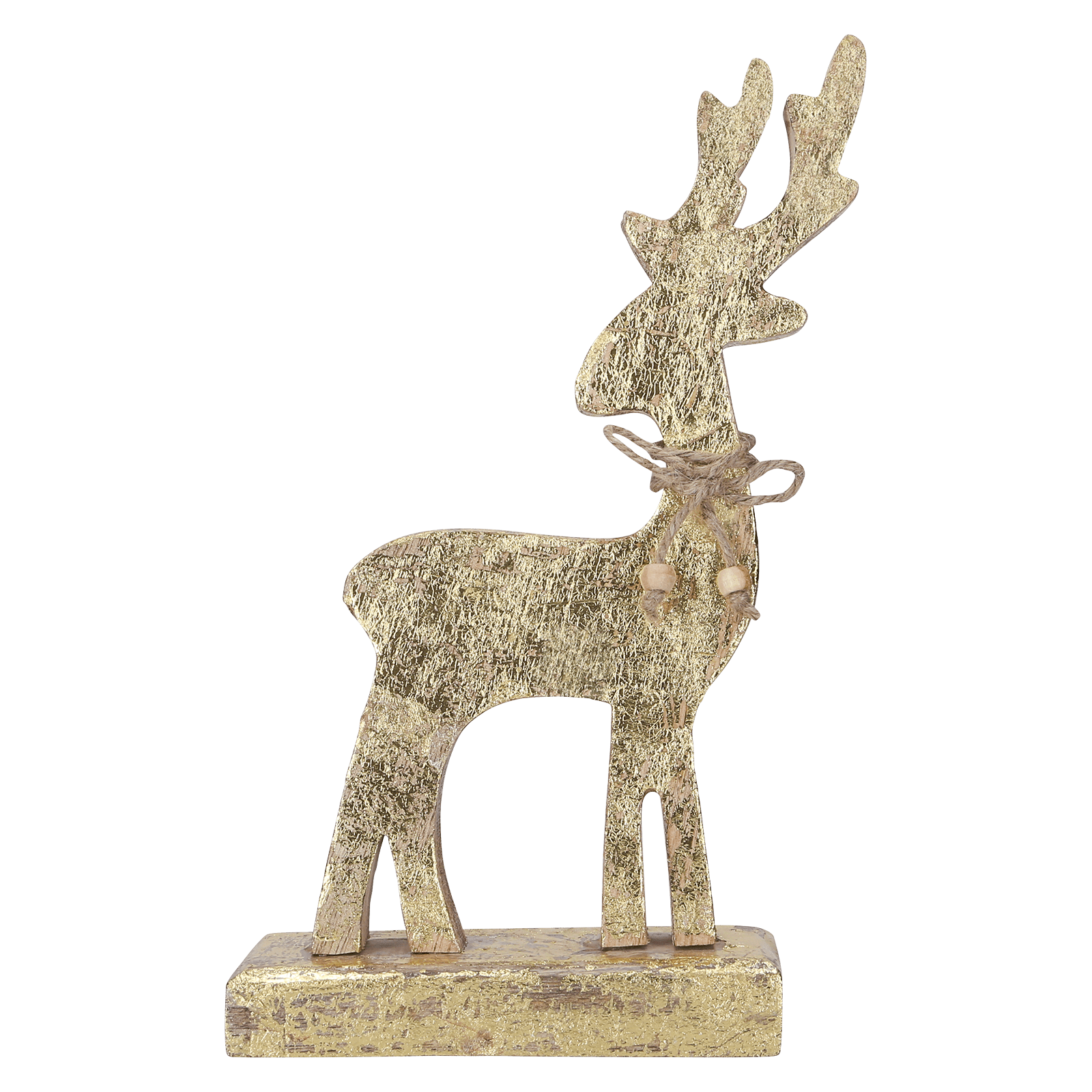 Stehend Holz Rentier mit goldfarbenem Finish - WeihnachtsladenSöllner Floristik