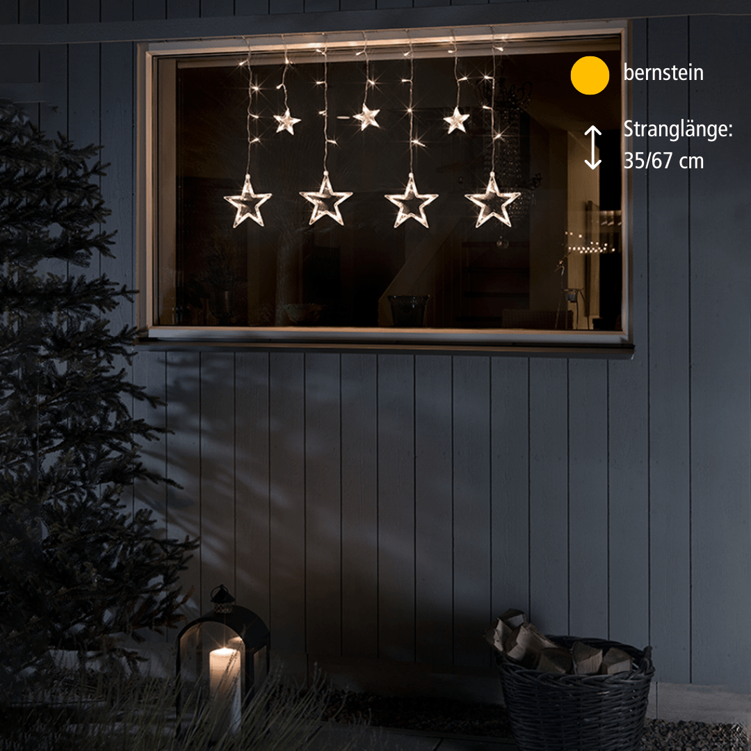 Sternen LED Lichtervorhang mit 77 bernsteinf. LED - WeihnachtsladenKonstsmide