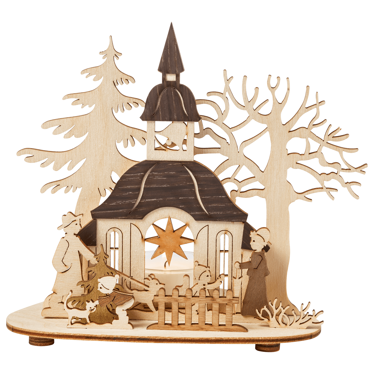 Teelicht - Halter "Kirche" - WeihnachtsladenDrechslerei Kuhnert