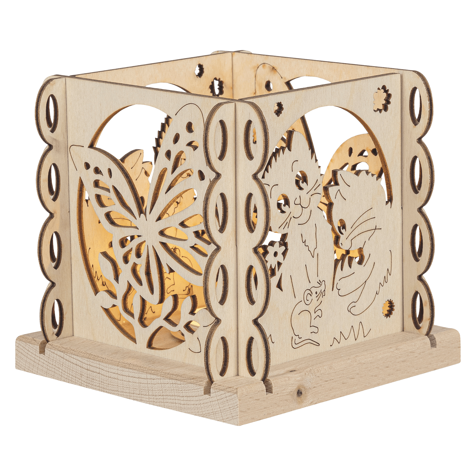 Teelicht - Motivlaterne 'Katzenfreund' - WeihnachtsladenSAICO