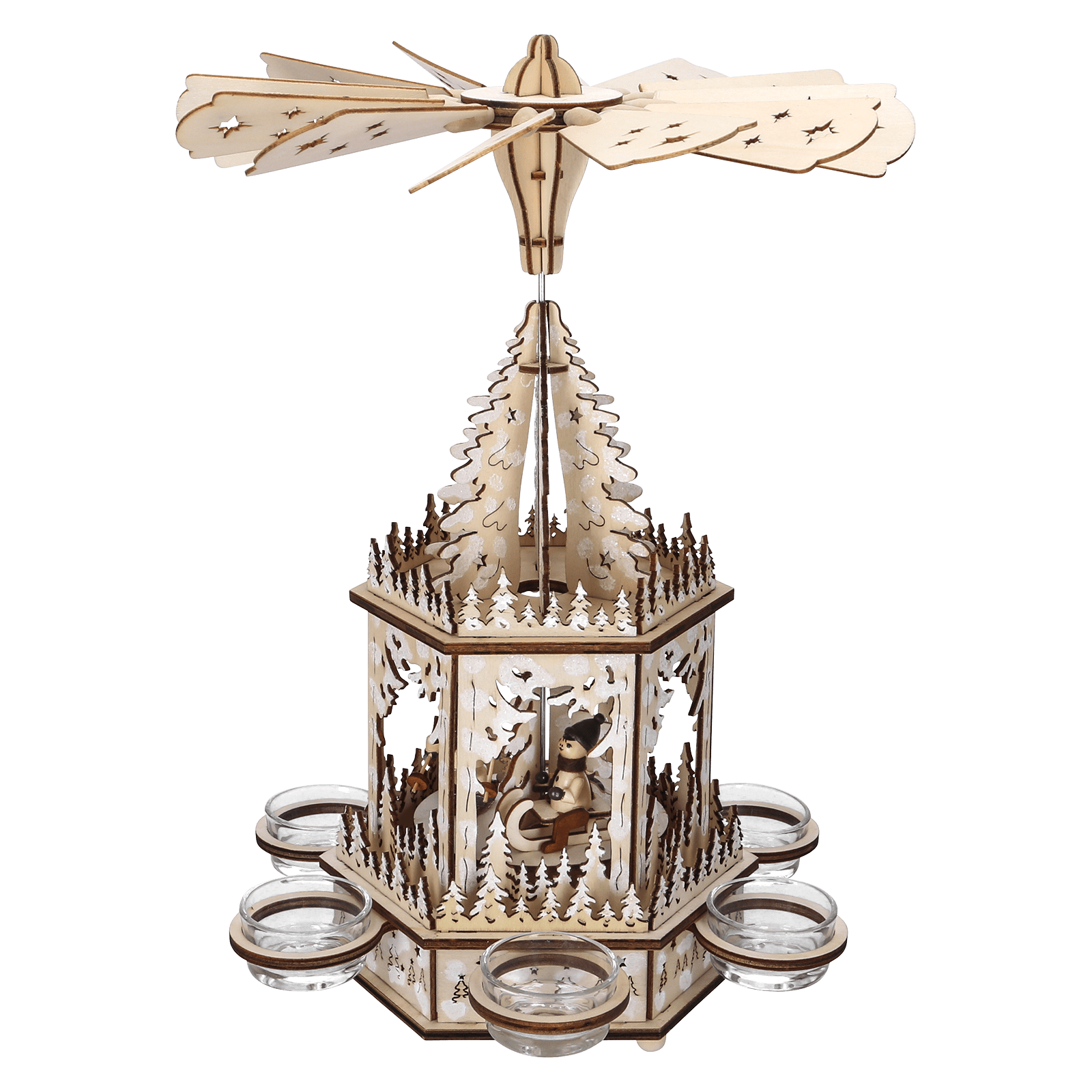 Teelicht - Pyramide "Winterszene" - WeihnachtsladenHeinz HANDELSKONTOR