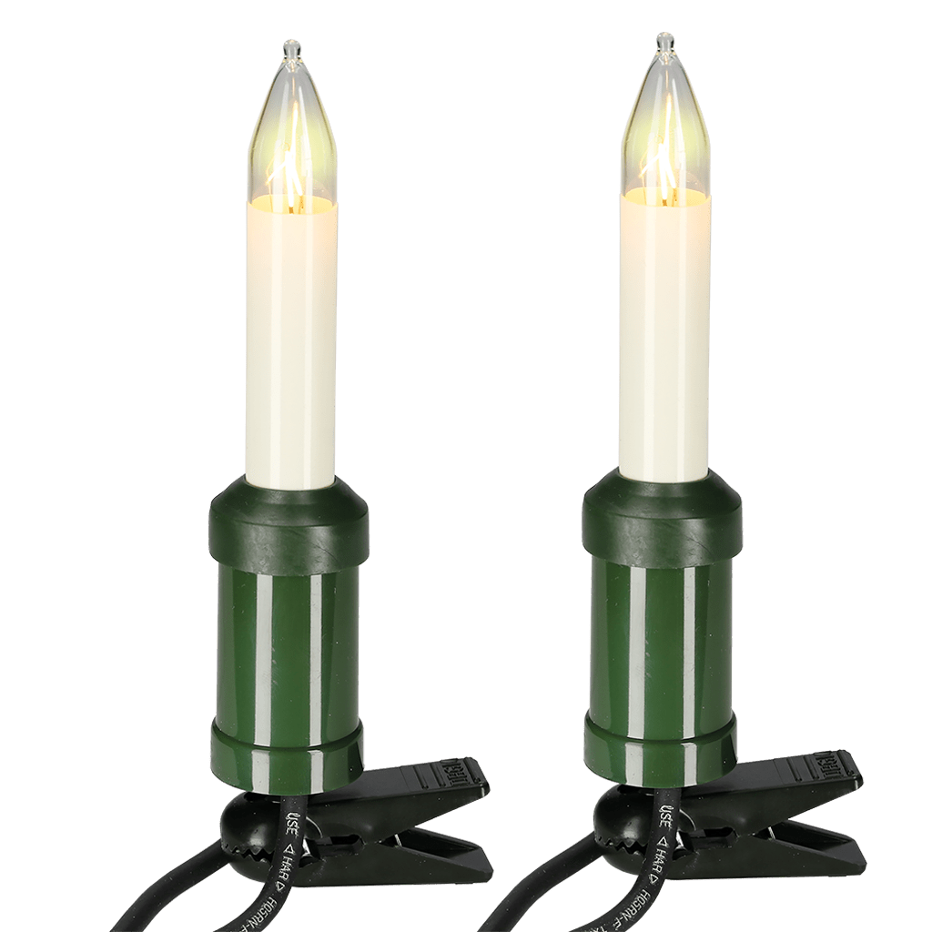 Traditionelle Schaftkerzenkette 20flg. für den Außenbereich - Elfenbeinfarbe - Weihnachtsladenhellum