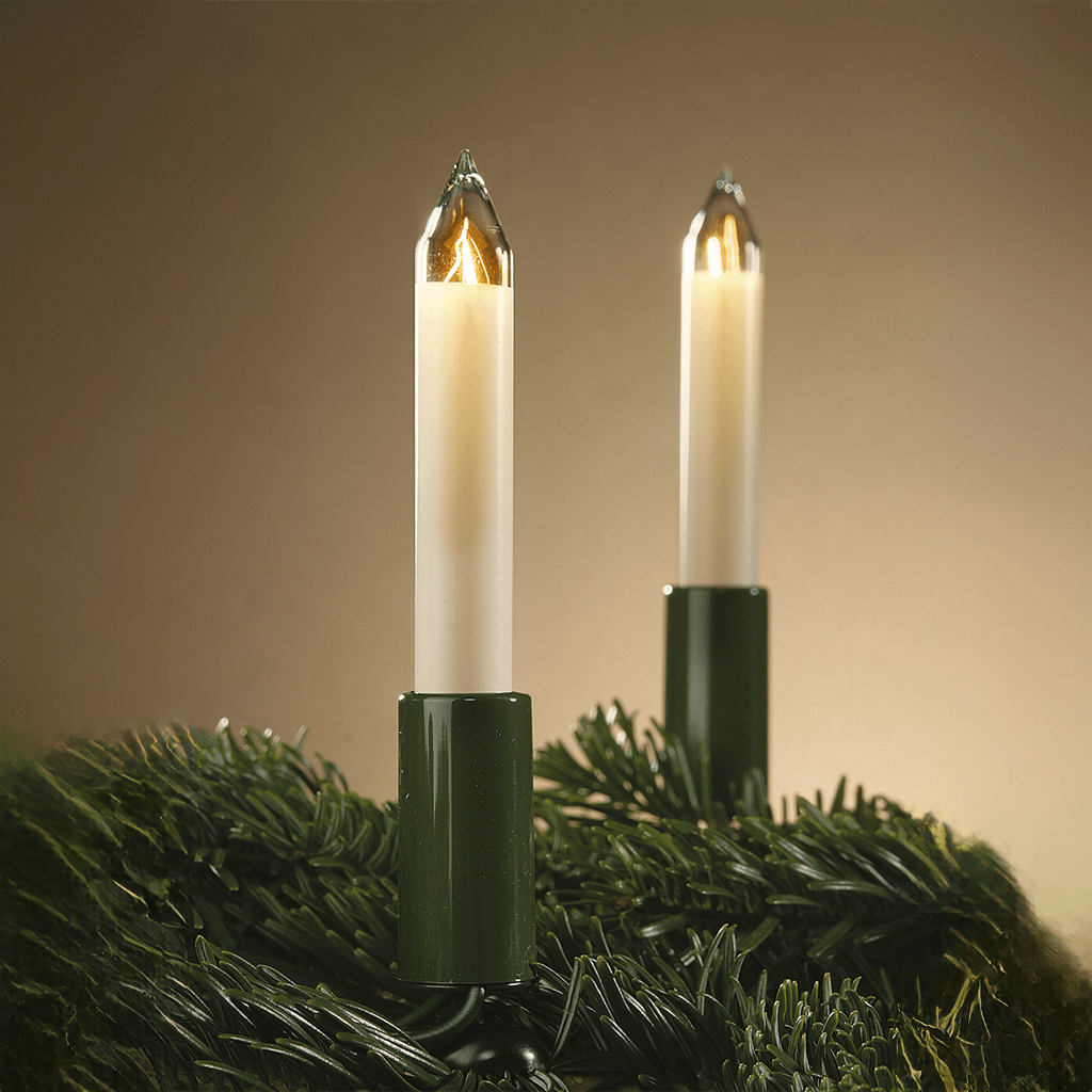 Traditionelle Schaftkerzenkette 20flg. in Elfenbeinfarbe - Indoorlichterkette - Weihnachtsladenhellum