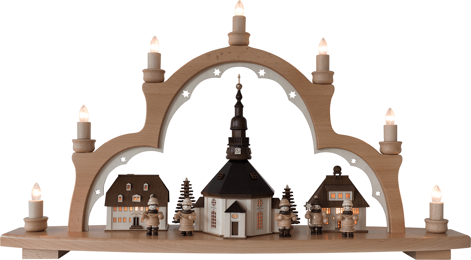 Traditioneller Holz - Schwibbogen 'Seiffener Kirche' - WeihnachtsladenLenk & Sohn