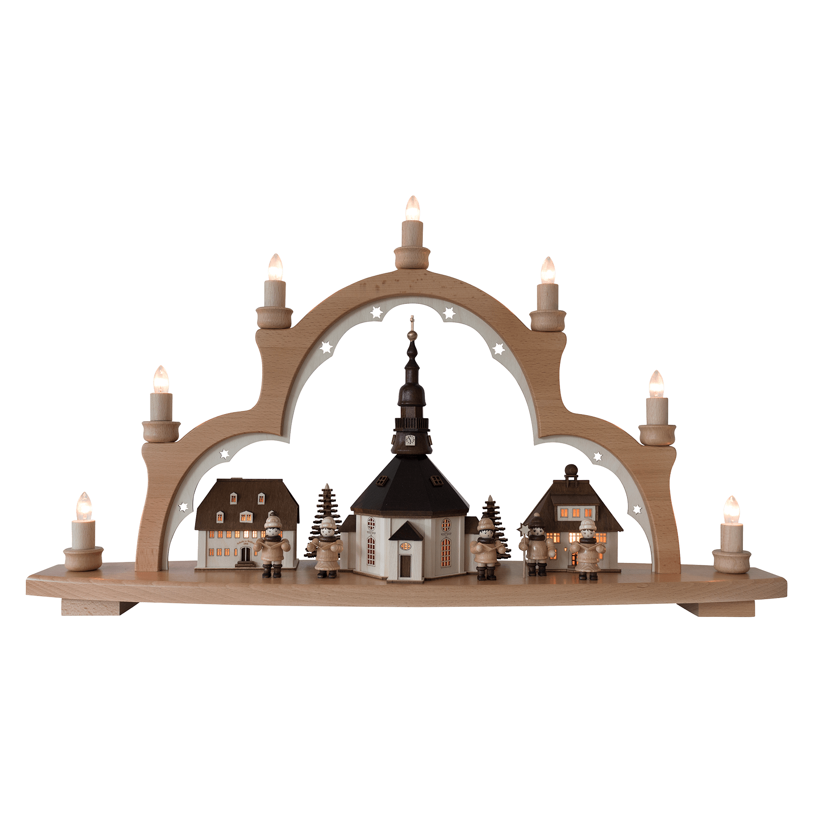 Traditioneller Holz - Schwibbogen 'Seiffener Kirche' - WeihnachtsladenLenk & Sohn
