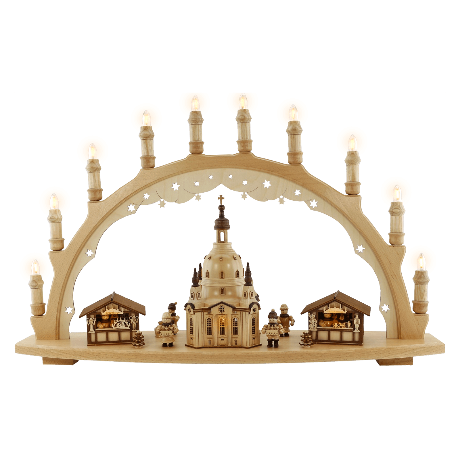 Traditioneller Holzschwibbogen mit Frauenkirche - WeihnachtsladenLenk & Sohn