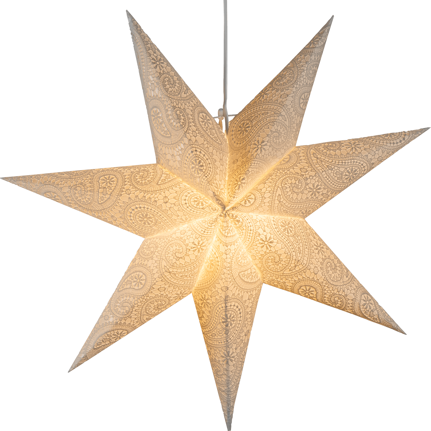 Weißer Papierstern mit Stickerei - WeihnachtsladenKonstsmide