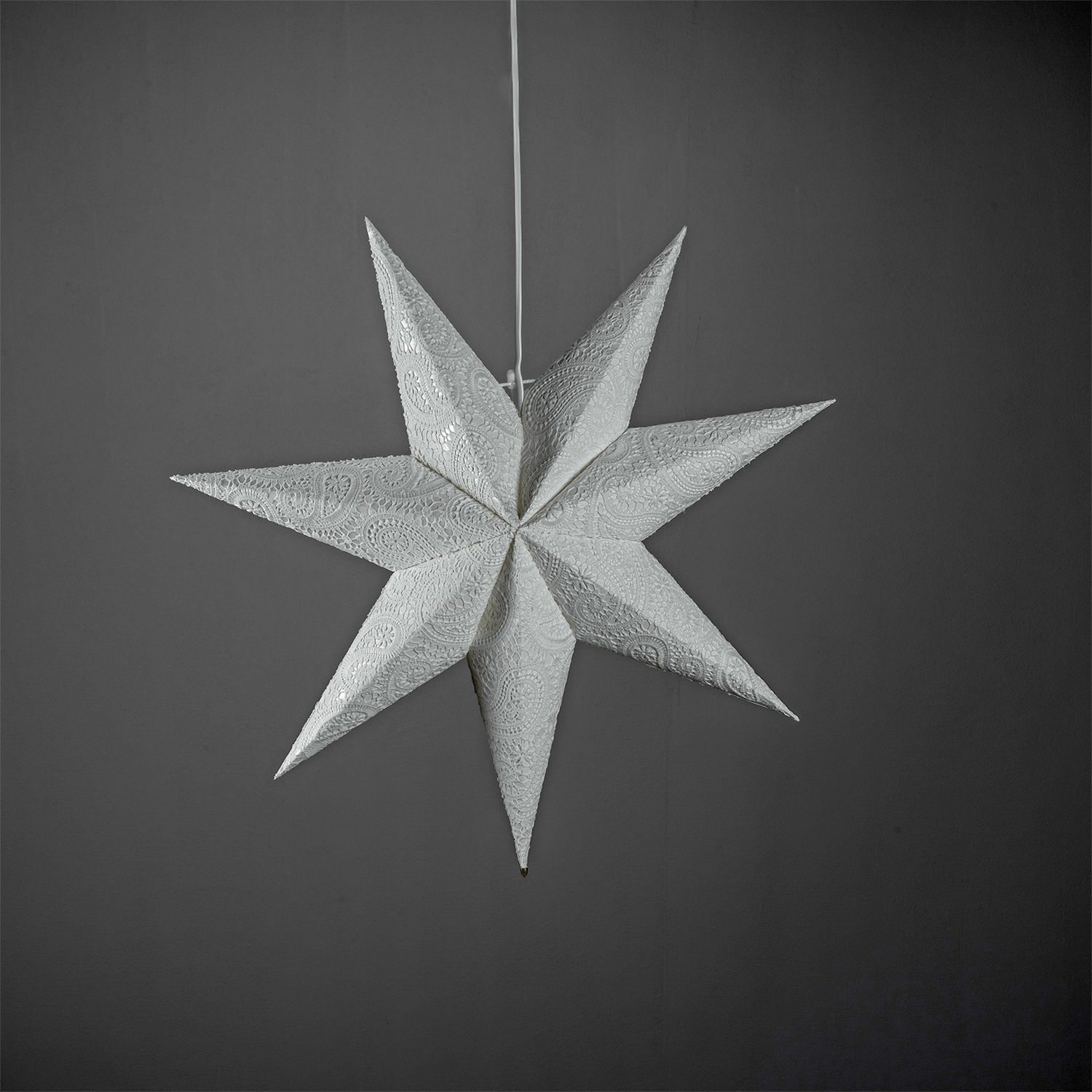 Weißer Papierstern mit Stickerei - WeihnachtsladenKonstsmide