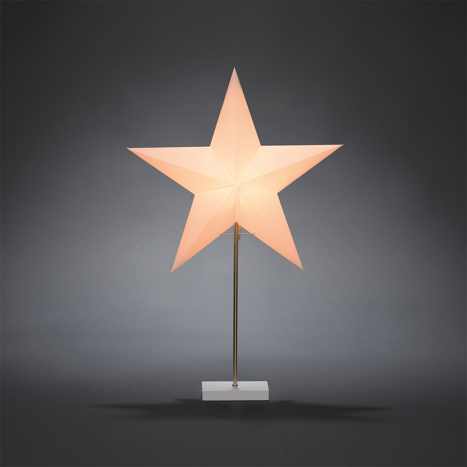 Weißer Papierstern mit weißem Holzfuß - WeihnachtsladenKonstsmide