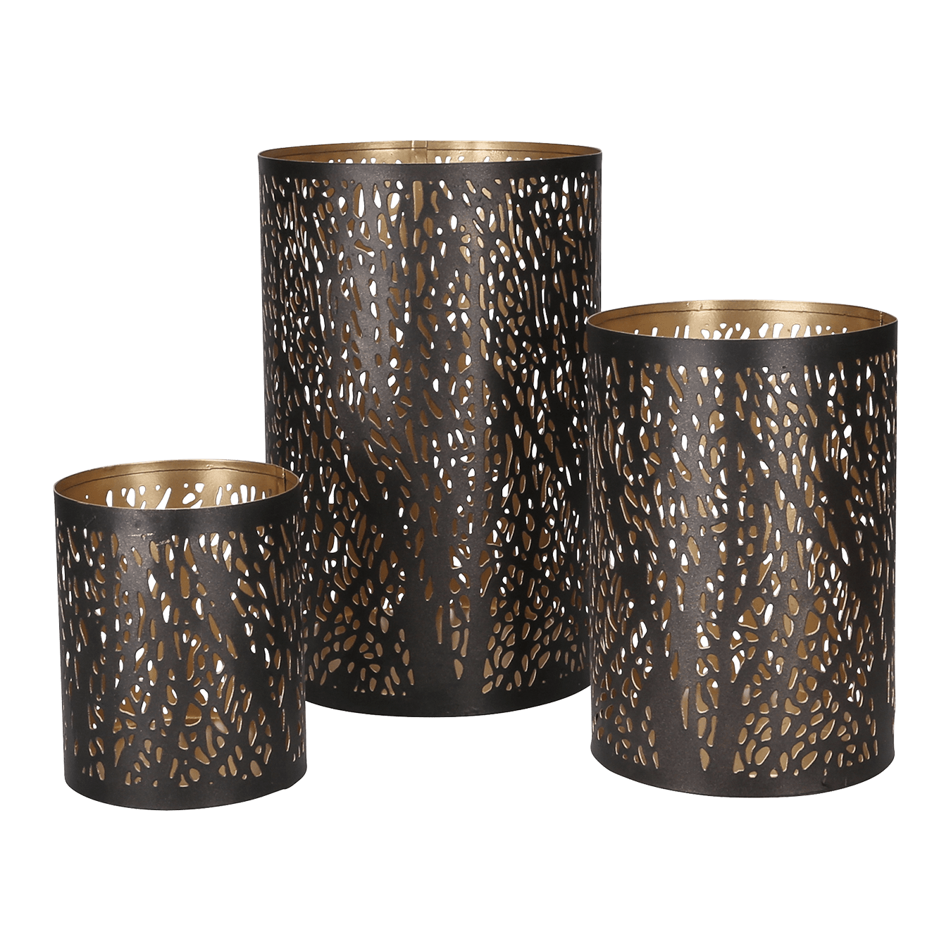 Windlicht 'Zweige' 3er - Set 06329 - WeihnachtsladenSöllner Floristik