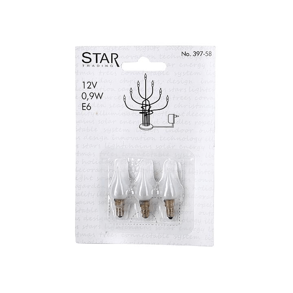 Windstoßlampe E6 12V 0,9W (3 Stück) - WeihnachtsladenStar Trading